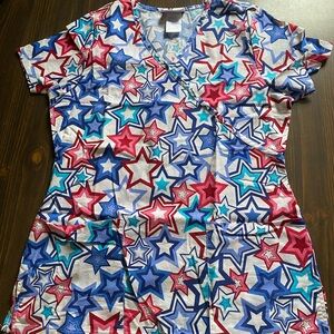 Colorful Star Print Wrap Top
